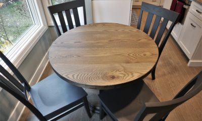 Solid wood table set with contrasting chairs - Rustic Elements Furniture
