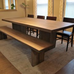 Solid wood table with a bench and flexible seating - Rustic Elements Furniture