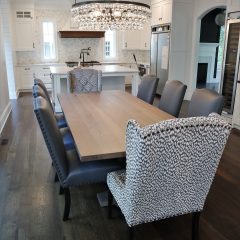 Rustic Elements Table and F&N Custom (Amish) Fabric Chairs