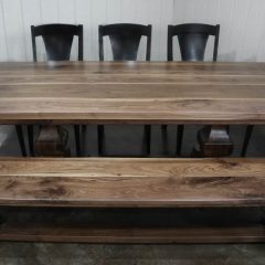 Rustic Elements - Walnut Anchor Pedestal Table & Bench