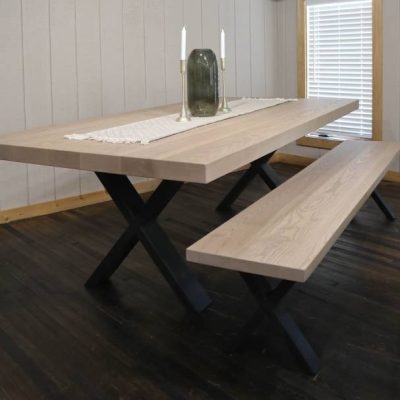 Rustic Elements - Metal-X Table & Bench