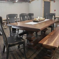 Rustic Elements - Walnut Franklin Table & Bench