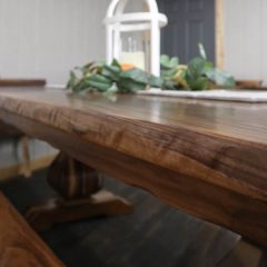 Rustic Elements - Walnut Belly Table & Bench