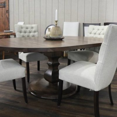 Rustic Elements - Tuscan Round Table Set With Drop-In Leaf